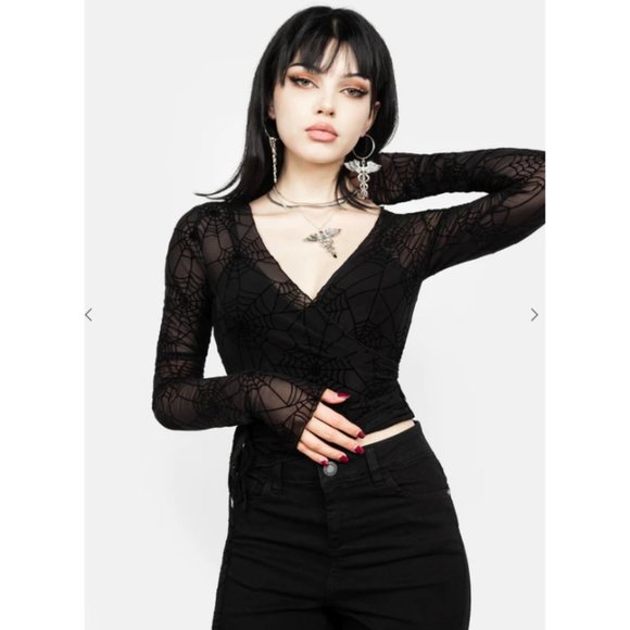 DISTURBIA Venom spiderweb mesh top NWT - Picture 4 of 9